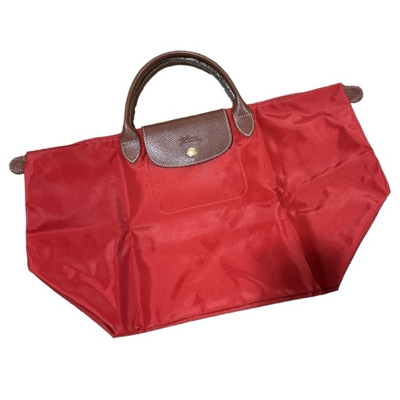 NWT - Longchamp 'Le Pliage' Medium Short Handle Foldable Travel Tote - red - Picture 1 of 7